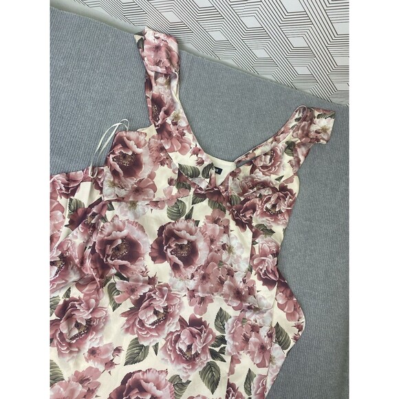 New EXPRESS Floral Print Ruffle Hi Lo Maxi Dress Pink Green Summer Size 12 - Picture 8 of 15